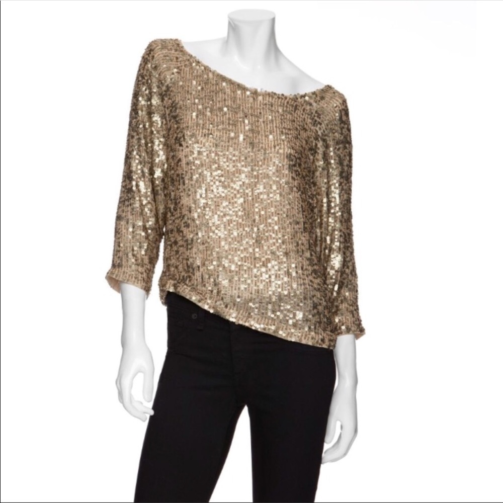 Vince Bateau Neck Sequin Top